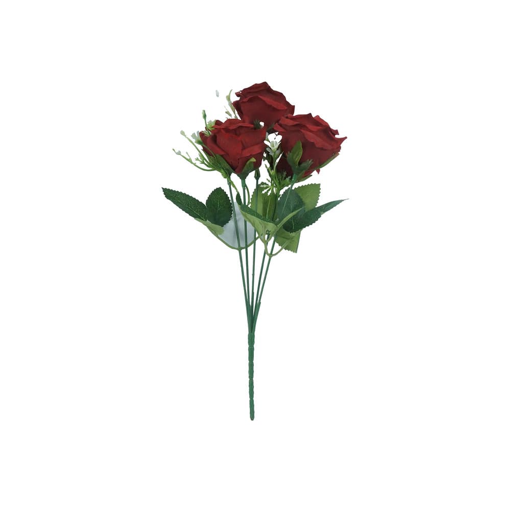 Buquê de Rosas Artificial c/5 Botões Decoração Casamento