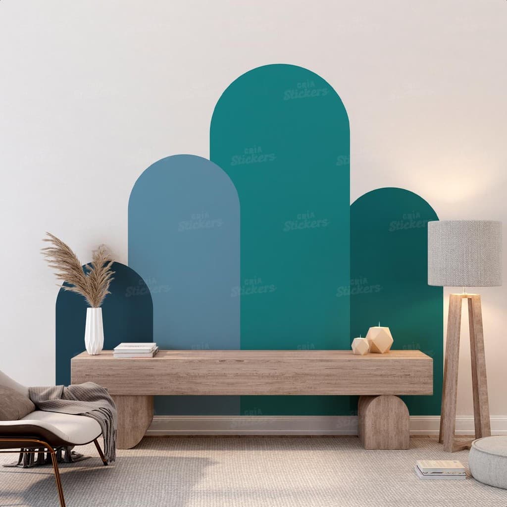 Adesivo Parede Geométrico 4 Arcos Lavável Decoração Moderna Sala Quarto