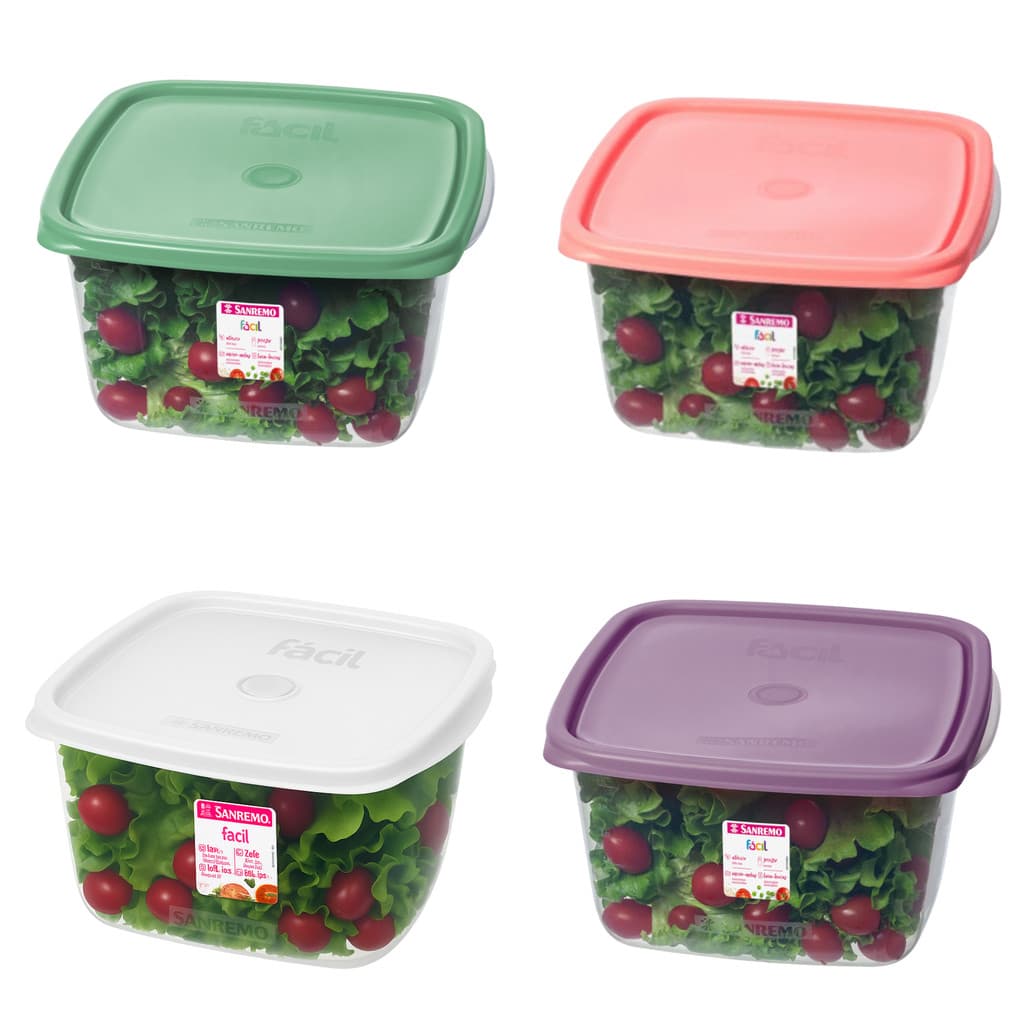 Pote Quadrado Plástico Sanremo 3,7L - Cores Aleatórias