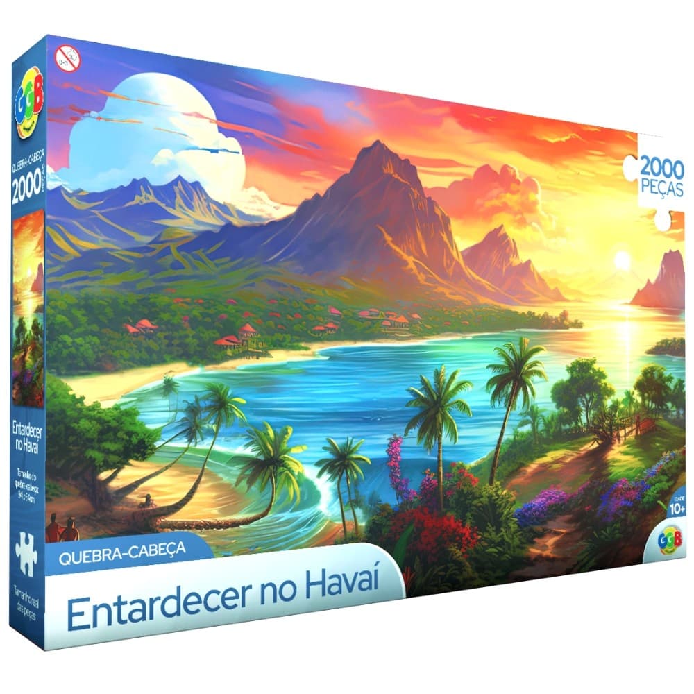 QUEBRA CABEÇA ENTARDECER NO HAVAÍ 2000 PEÇAS GGB BRINQUEDO PUZZLE PAISAGEM PONTO TURÍSTICO MAR PRAIA