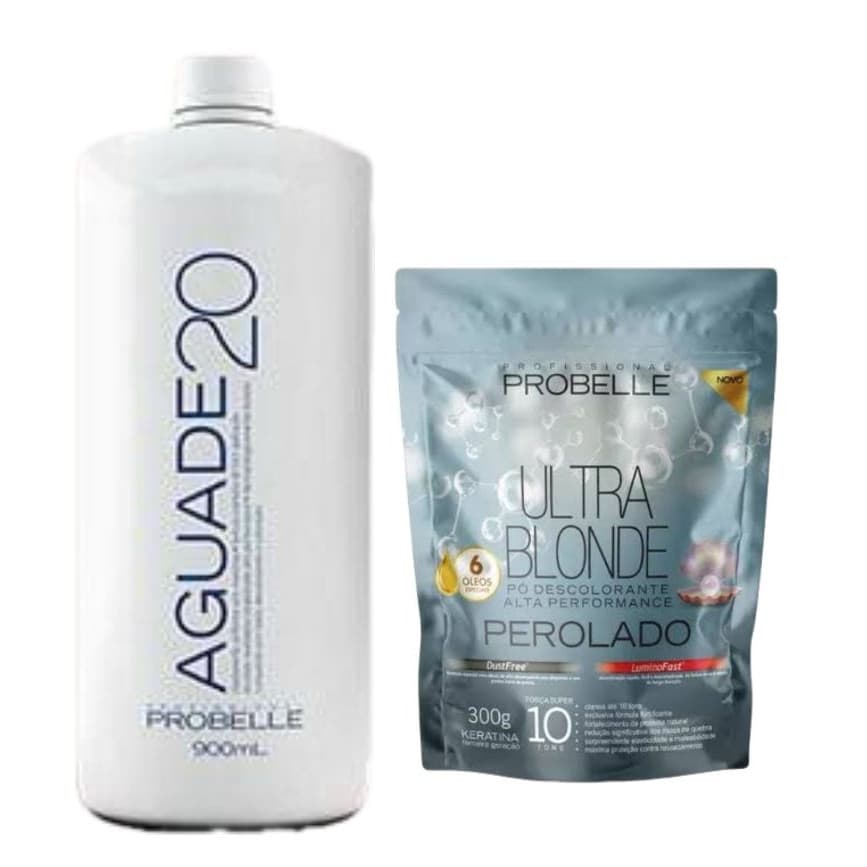 Pó descolorante 300g probelle ESCOLHA SEU  + ÁGUA OXIGENADA ox 20 volumes 900ml probelle kit