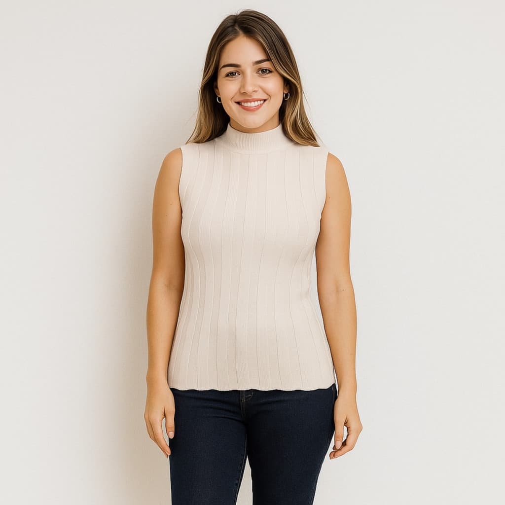 Blusa Feminina Tricot Floratta Garrafinha Canelada
