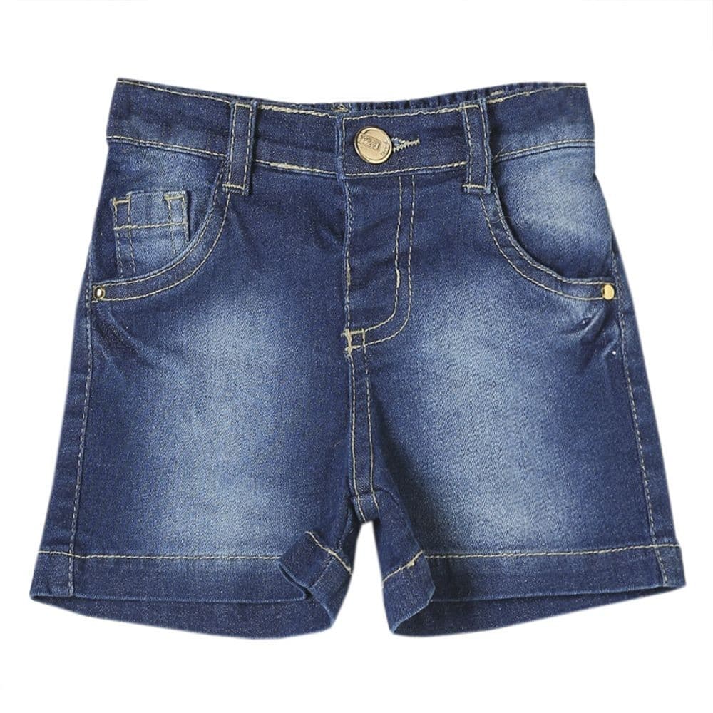 Shorts Bebê Look Jeans Detalhe Jeans