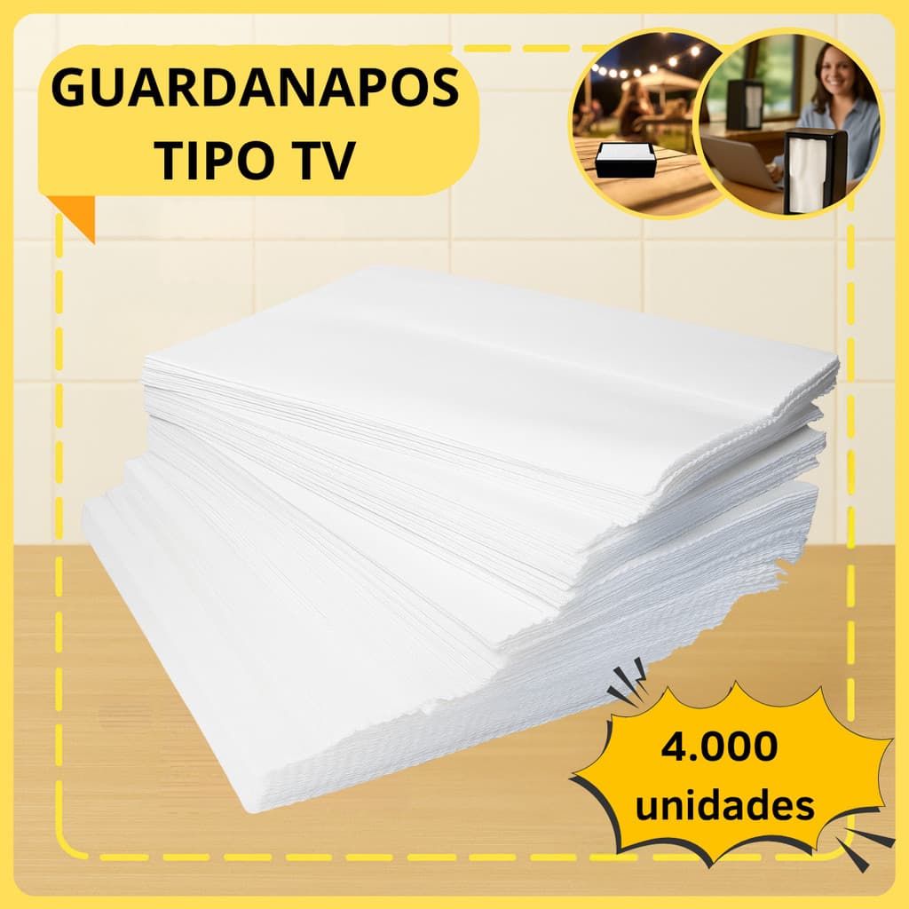 Kit 4.000 Guardanapos Branco Papel Tipo Tv Seda Mesa Balcão Lanchonete Restaurante Padaria 13,5x14cm