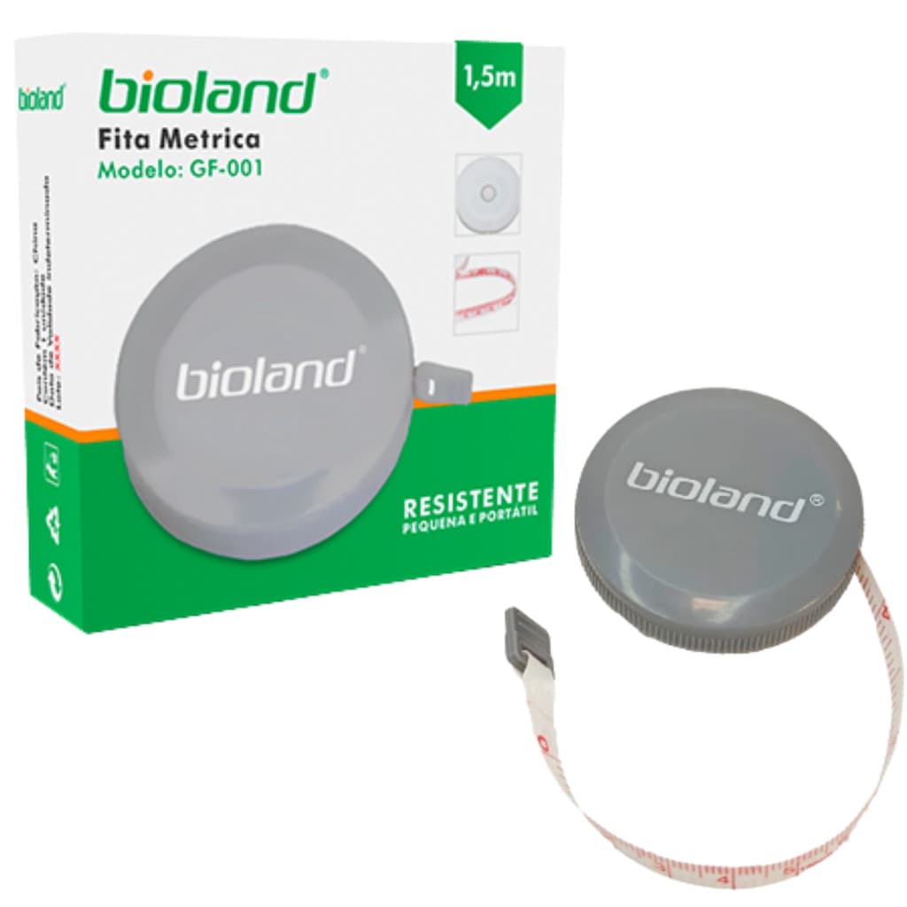 Fita Trena Métrica Antropométrica Corporal 1,5m Cinza Com Trava - Bioland