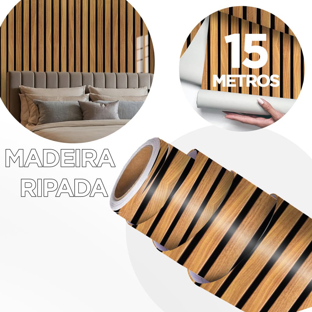 Papel de Parede Ripado 15 Metros | Madeira Elegante, Perfeito p/ Ambientes Modernos