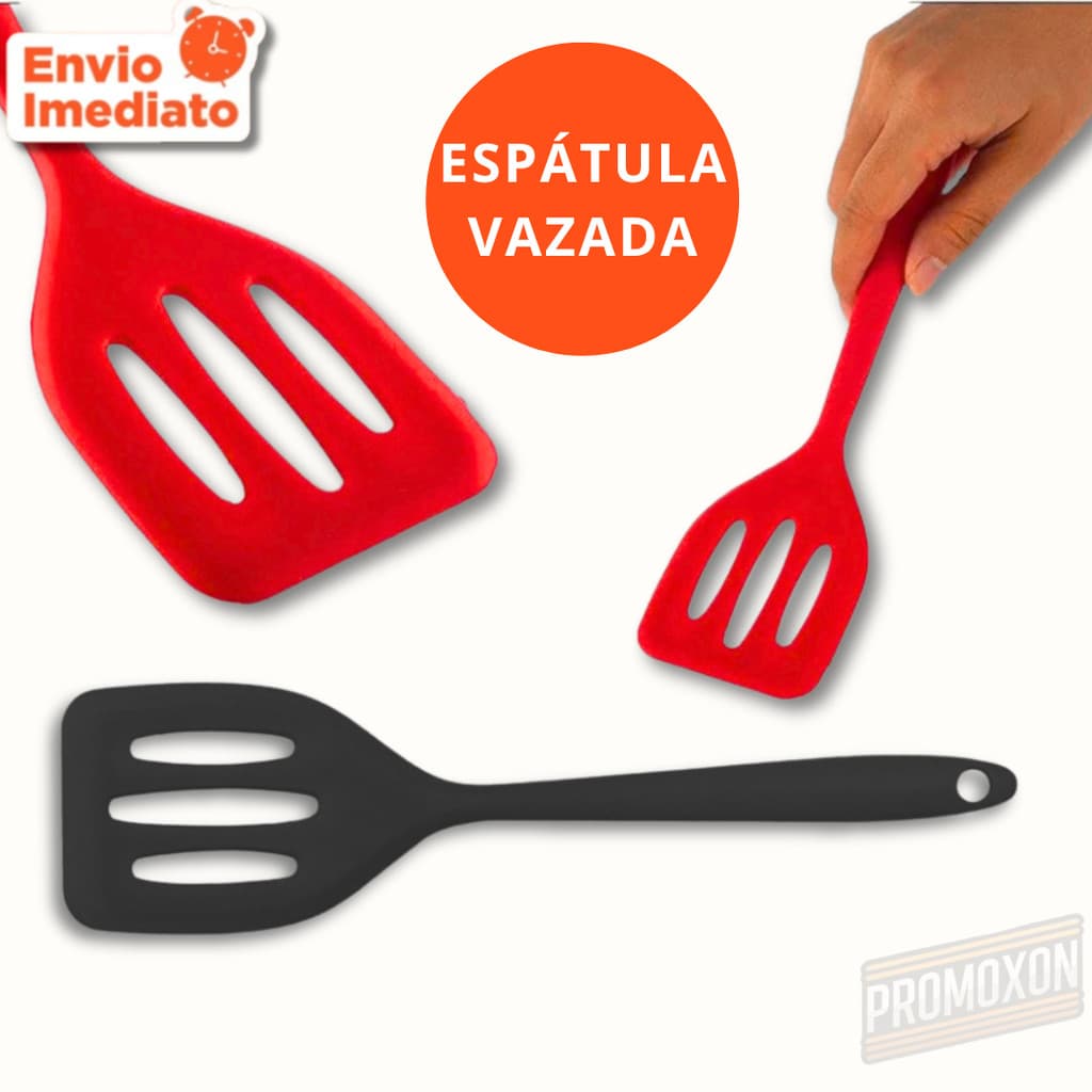 Espátula Chapeiro De Silicone Vazada Fritura