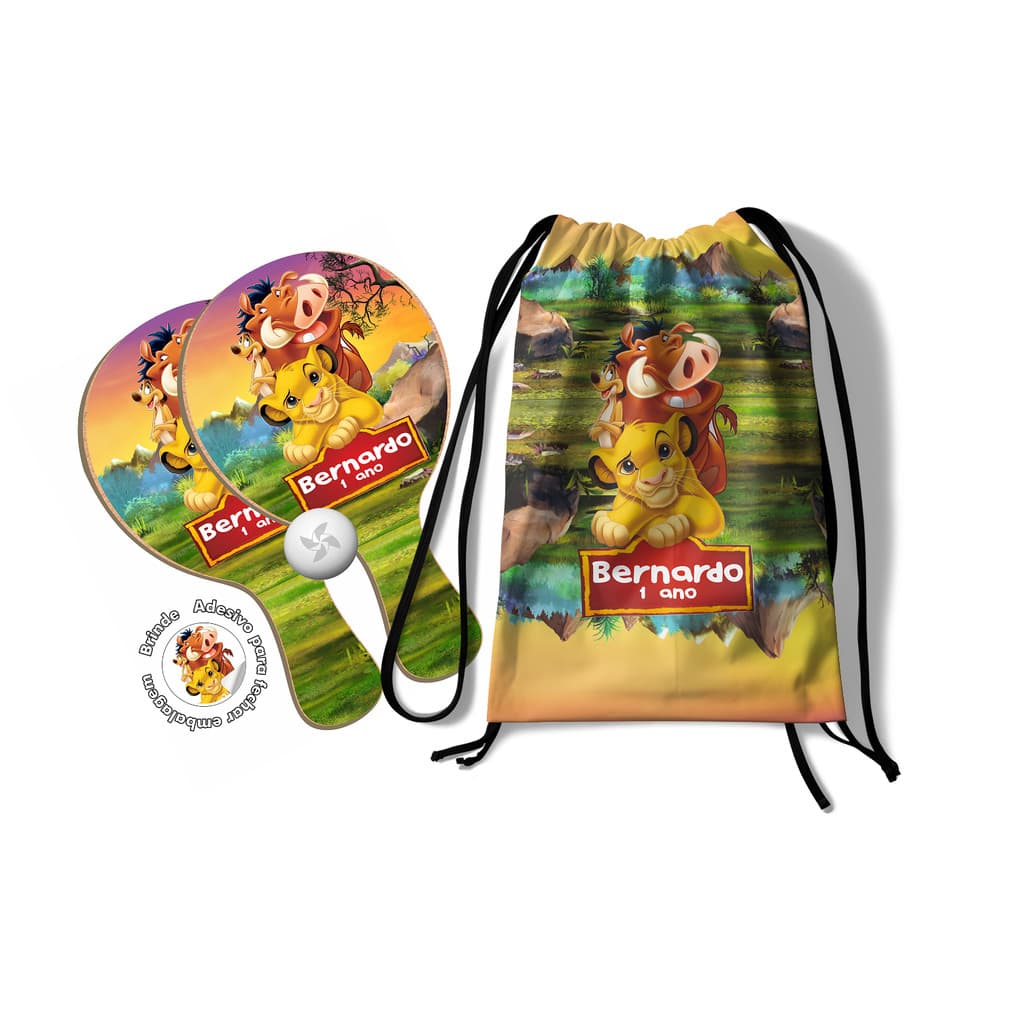7/10/15/20/25 Kit Mochilinha e Raquetes Ping Pong - Rei leão