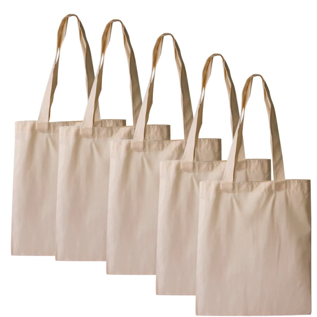 Kit 5 Sacolas ecobag em algodão cru 35x40 cm