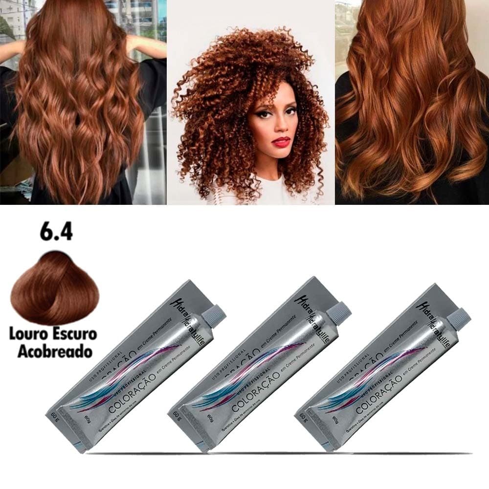 Kit 03 Coloração Louro Escuro Aco N 6.4 Mairibel/Hidraty 60g