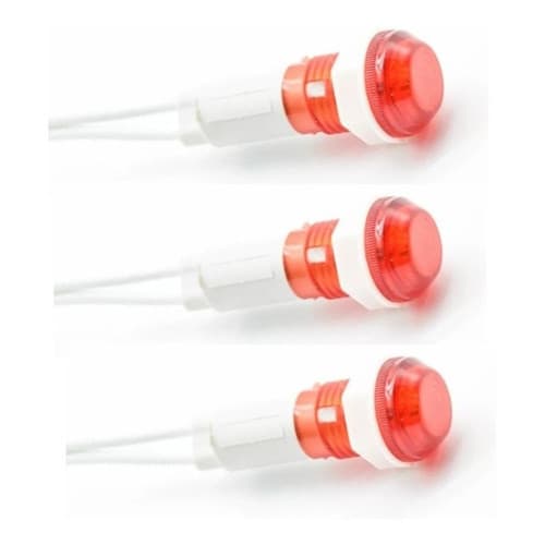 Kit 3 Lâmpadas Piloto Bivolt 110v/220v vermelha