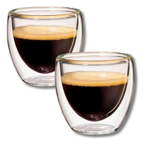 Copo Café Vidro Duplo Espresso Chá Capuccino 80 Ml 2 Peças - Mimo Style
