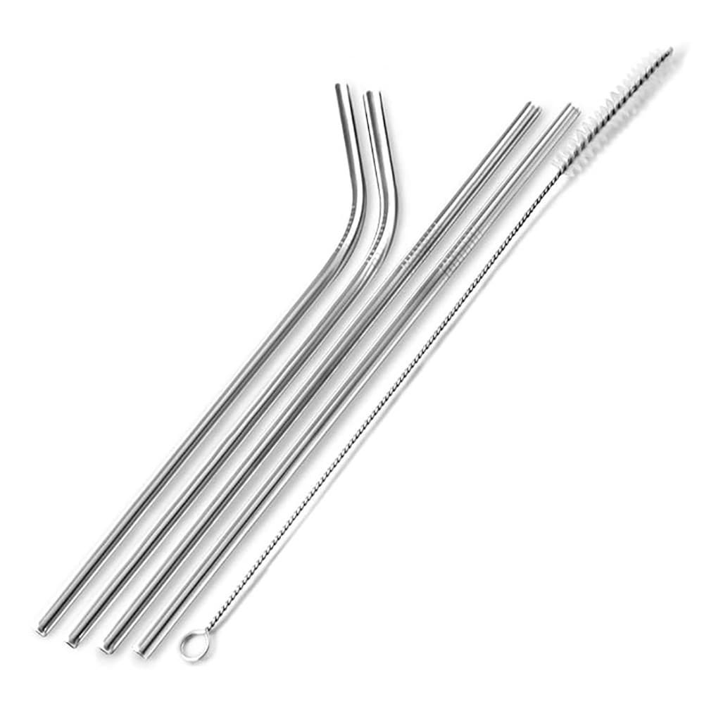 Kit 4 Canudos Reutilizáveis Em Aço Inox + Escova Higiênica
