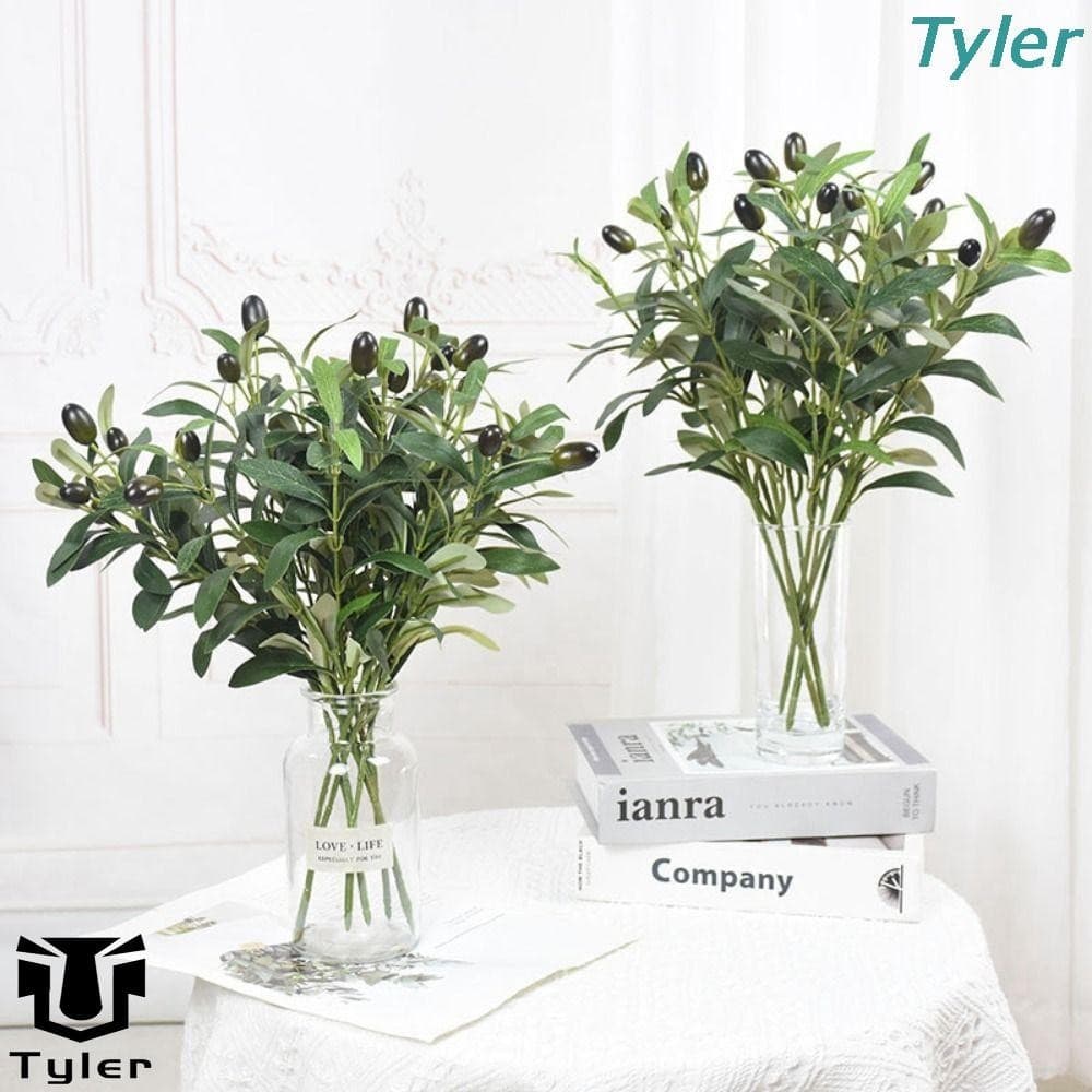 Folha De Oliveira Artificial TYLER , Ramo Elegante Feito À Mão , Com Plantas Falsas De Azeitona De 38 Cm