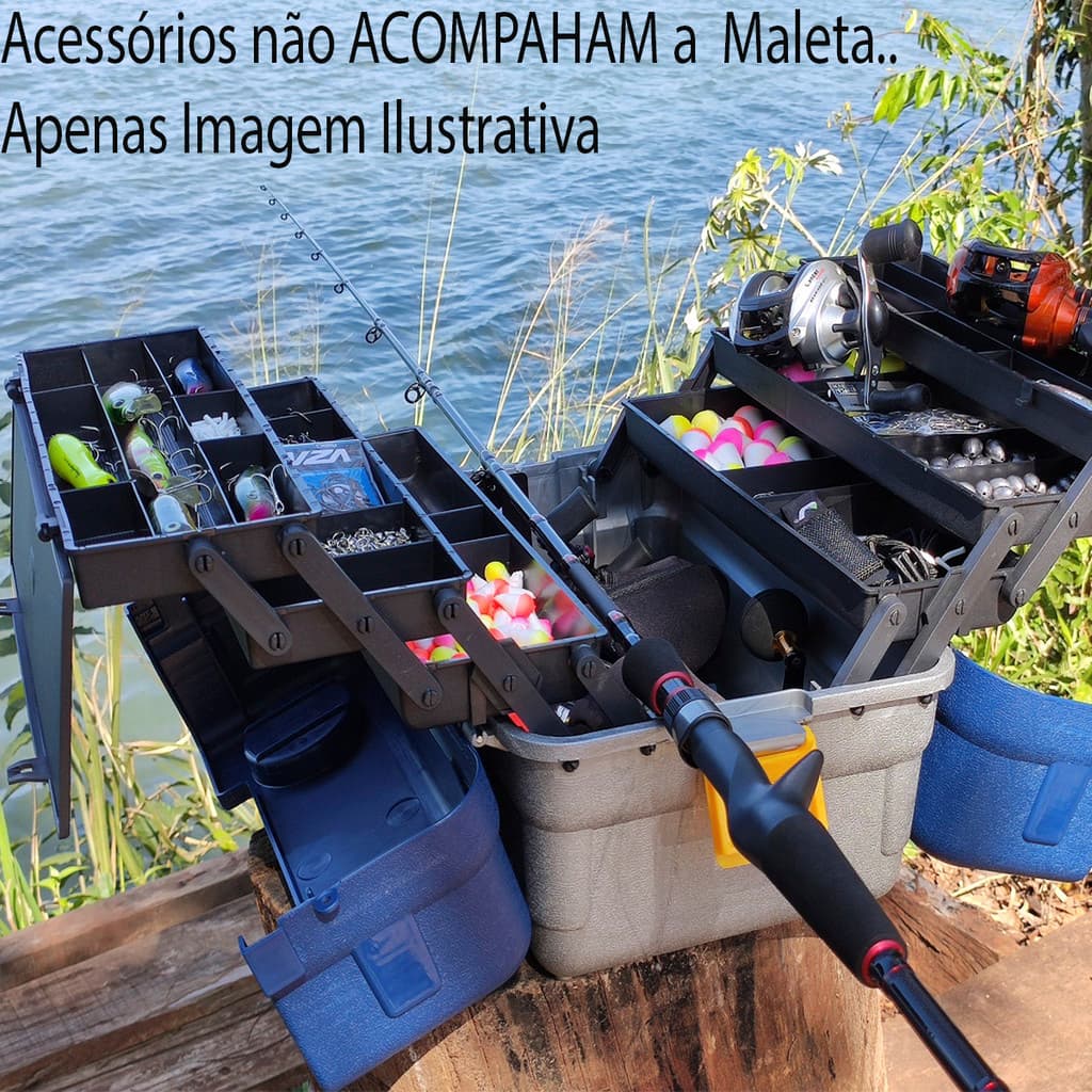 Maleta Para Pesca Caixa Organizadora 6 Bandejas Articuladas Maleta Organizadora Pesca com Tampa