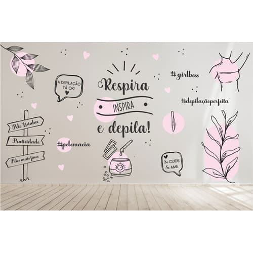 Papel de Parede Boho Rosê Estética Depilação a Laser e Cera | Adesivo Decorativo D93
