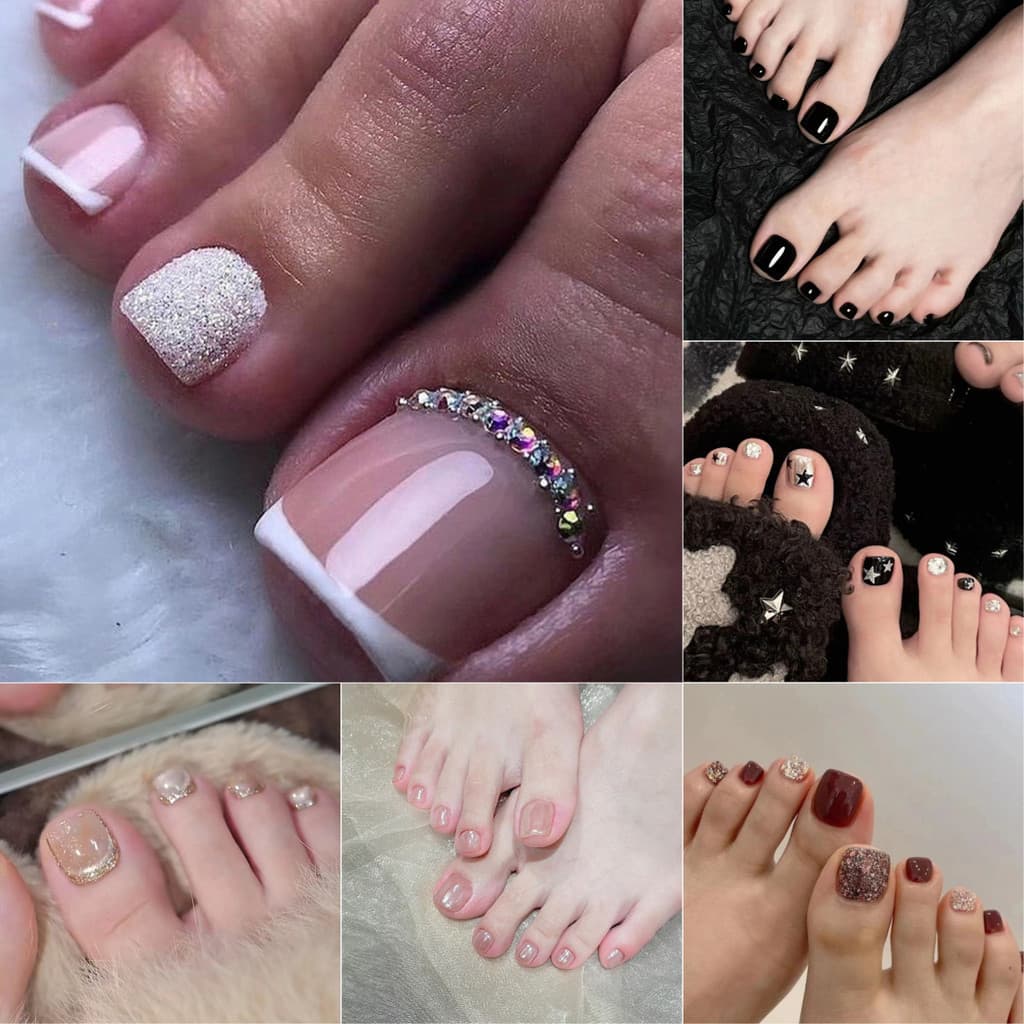 24PCS Unhas De Multi Estilo , Francês Simples , Pilha Cheia Cintilante , Peças De Arte Diamante , Novo Produto De Verão