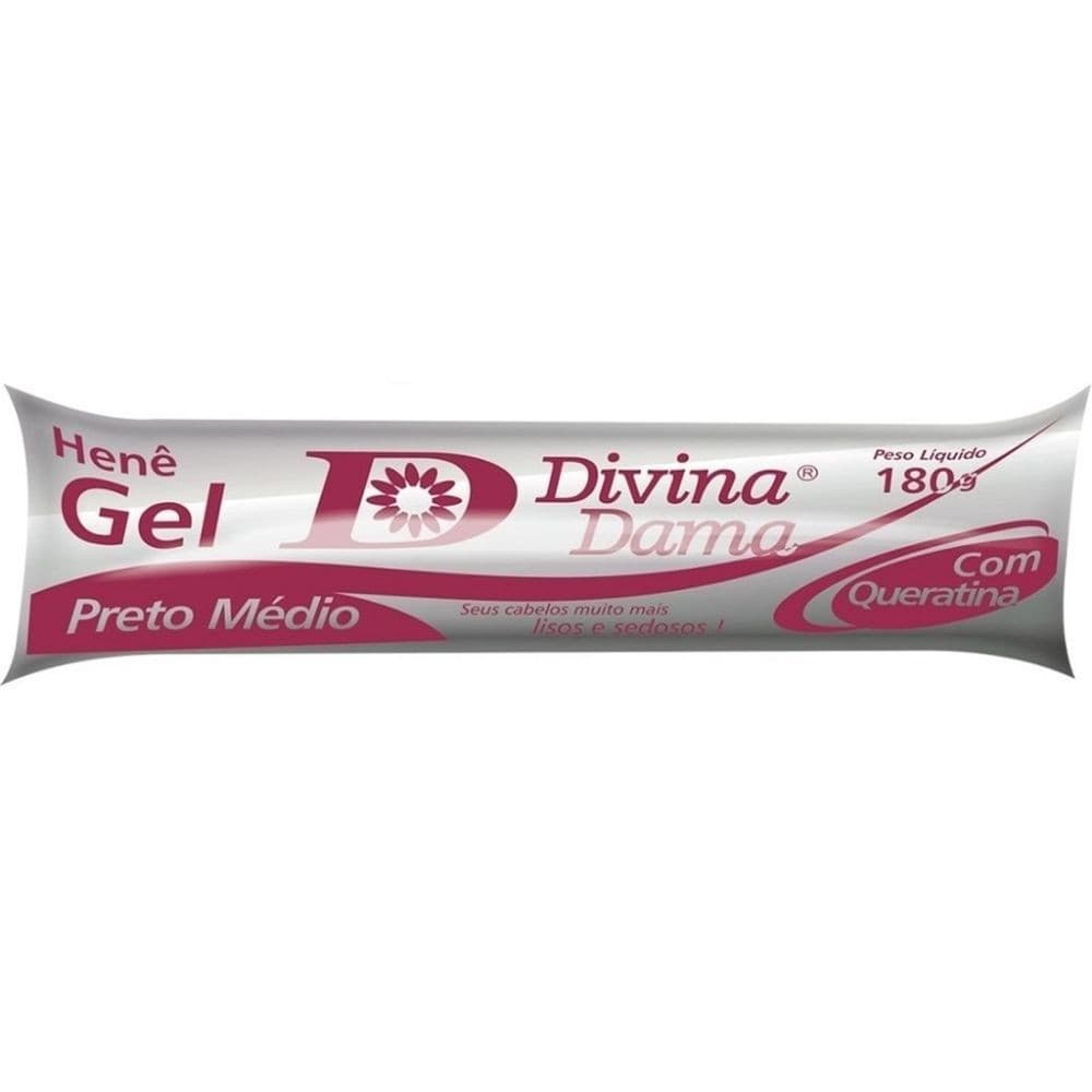 Hene de Cabelo Gel Preto Médio Divina Dama 180g Bisnaga