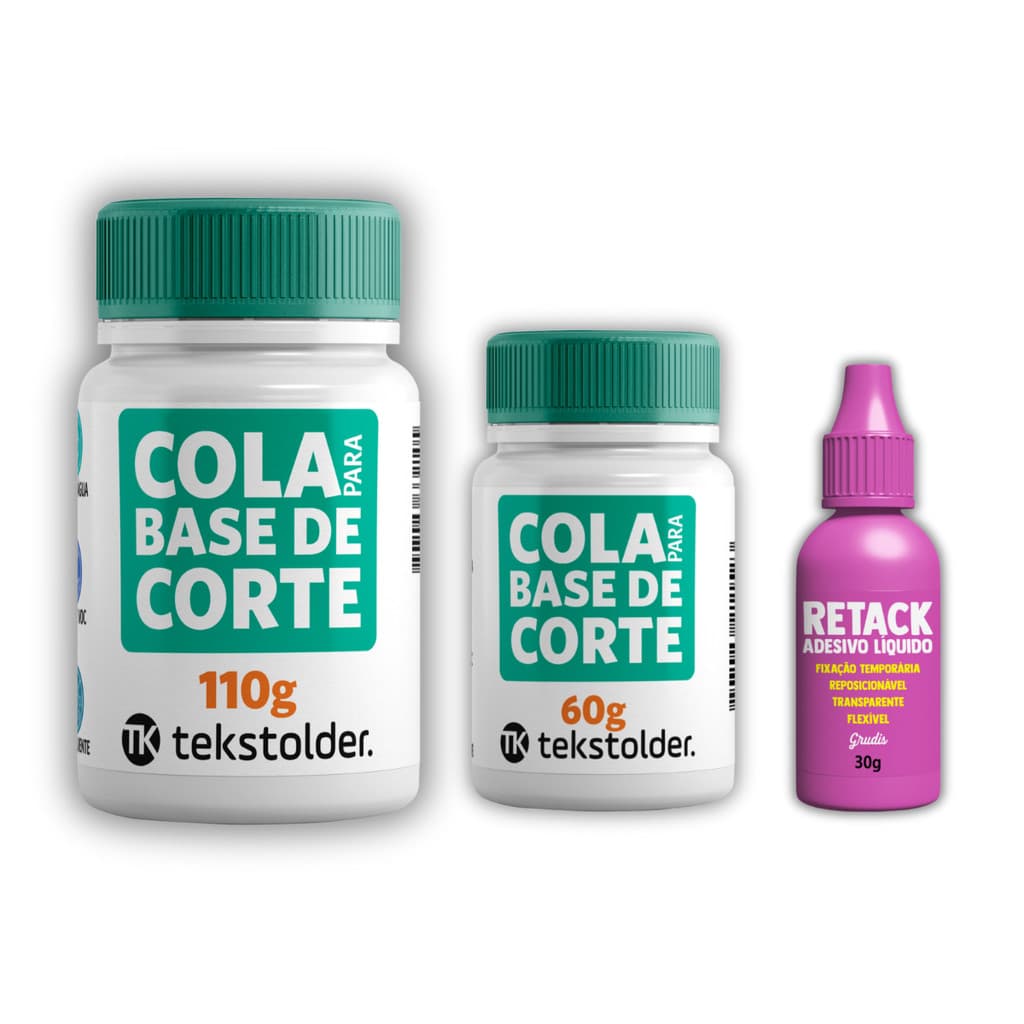 Kit Cola Tk Reposicionável Para Tapete de Corte 110g + 60g + Retack
