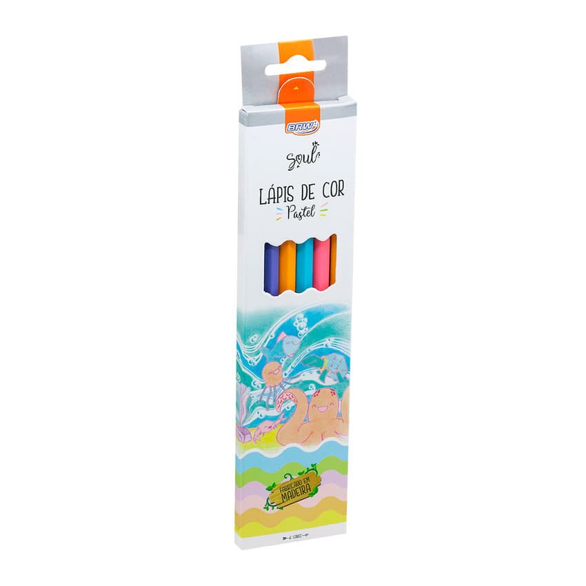 Caixa Lápis de Cor Sextavado Pastel c/ 6 cores BRW