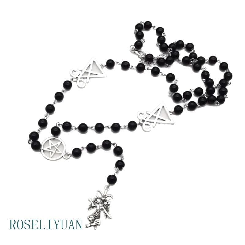 ROS Baphomet Rosário Colar Satânico Leviatã Sigil Lúcifer