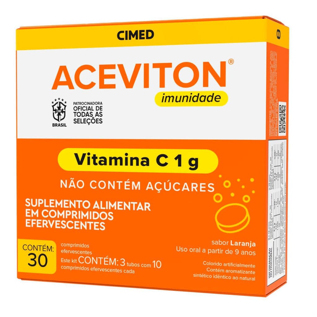 Aceviton Vitamina Imunidade Sabor Laranja Com 3 tubos de 10 - CIMED