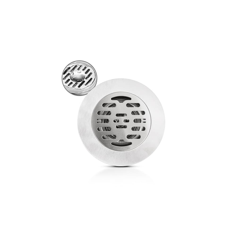 Ralo aço inox anti odor grelha redondo 10x10cm linear dreno