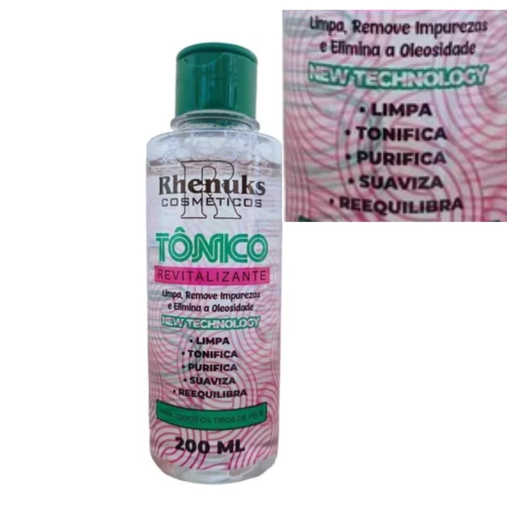 Tônico Revitalizante 200ml Rhenuks Elimina Oleosidade