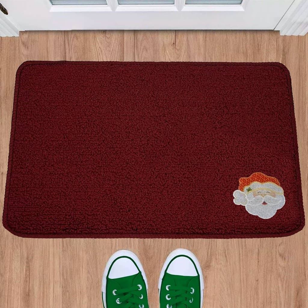 Tapete De Natal Papai Noel, Feliz Natal, Boneco de Neve para Porta Entrada Carpete Antiderrapante 40 cm X 60 cm