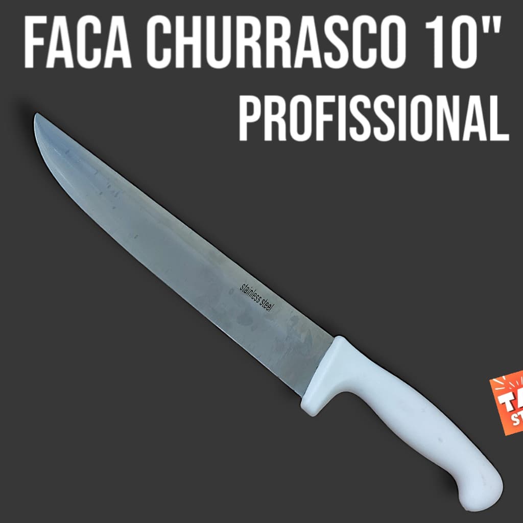 Faca Churrasco Artesanal Aço Inox Salt Bae Chef Cozinha Afiada Corta Carne 10 pol.