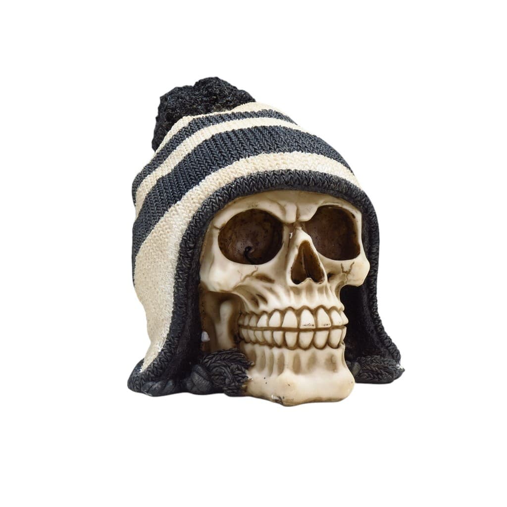 Adorno Escultura Decorativa em Resina Caveira com Gorro