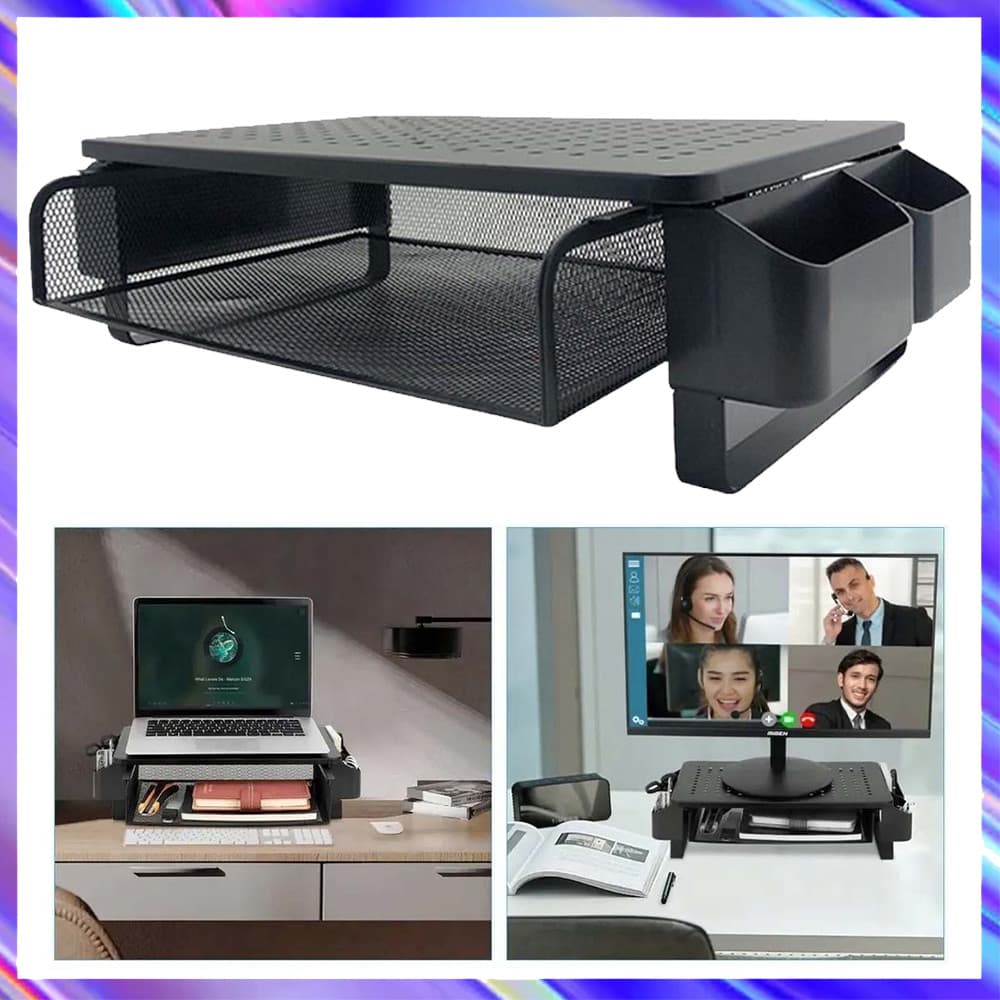 Mesa Base para Monitor - Suporte para Computador com Apoio para Objetos - Suporte de Monitor, Organizador de Mesa