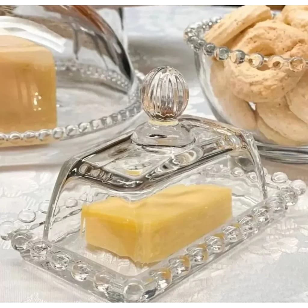 Manteigueira de Cristal modelo Pearl Wolff  14cm x 9xm x 8cm