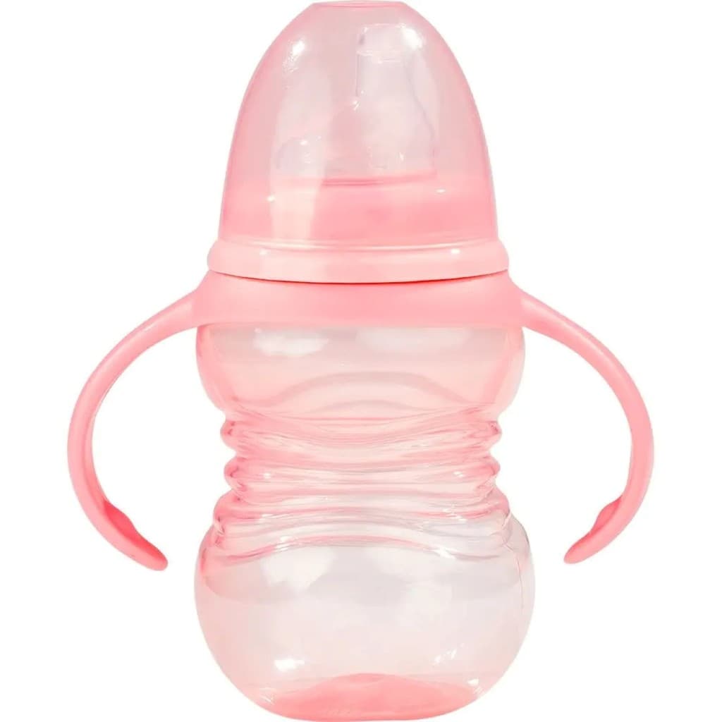 Copo de Treinamento Buba com Bico de Silicone e Alça Rosa 260ml
