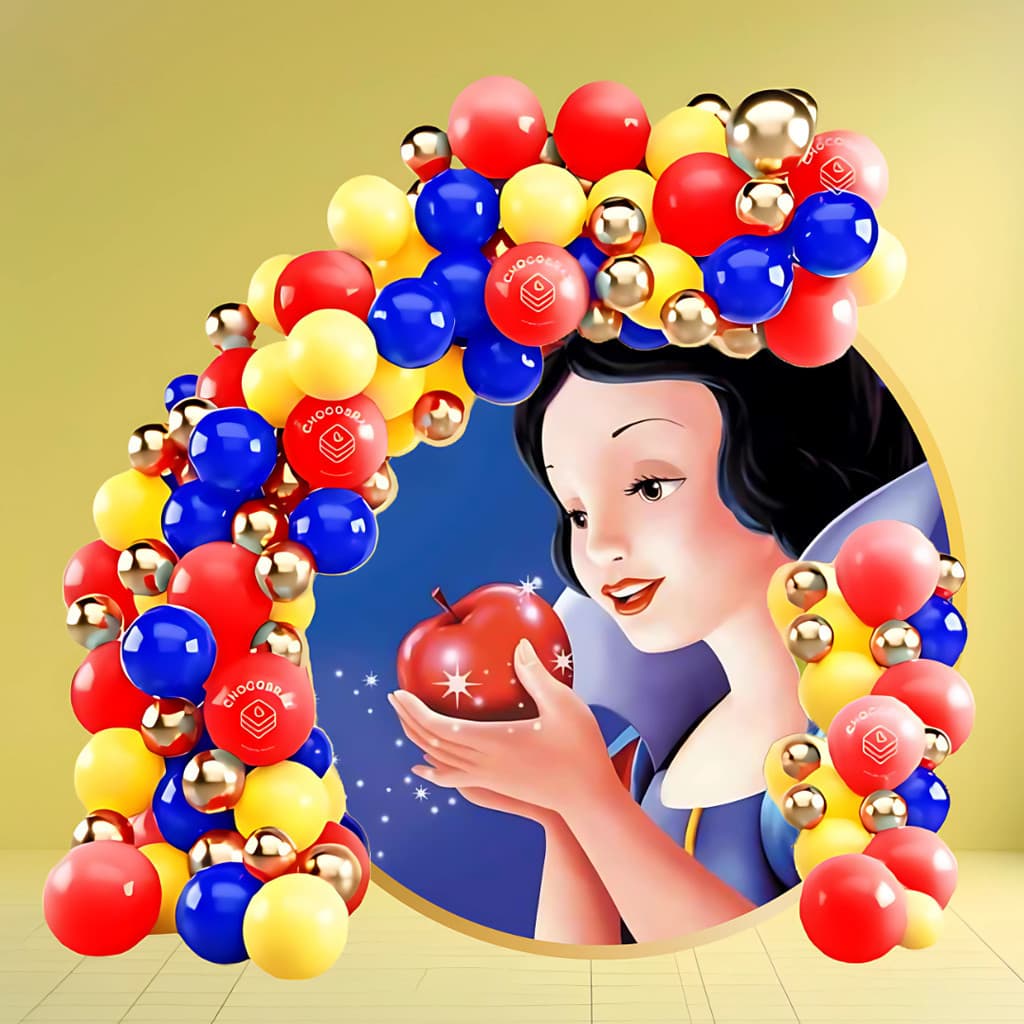 BEXIGA Kit 175un DECORAÇÃO TEMA BRANCA DE NEVE DISNEY AMARELO VERMELHO AZUL E DOURADO