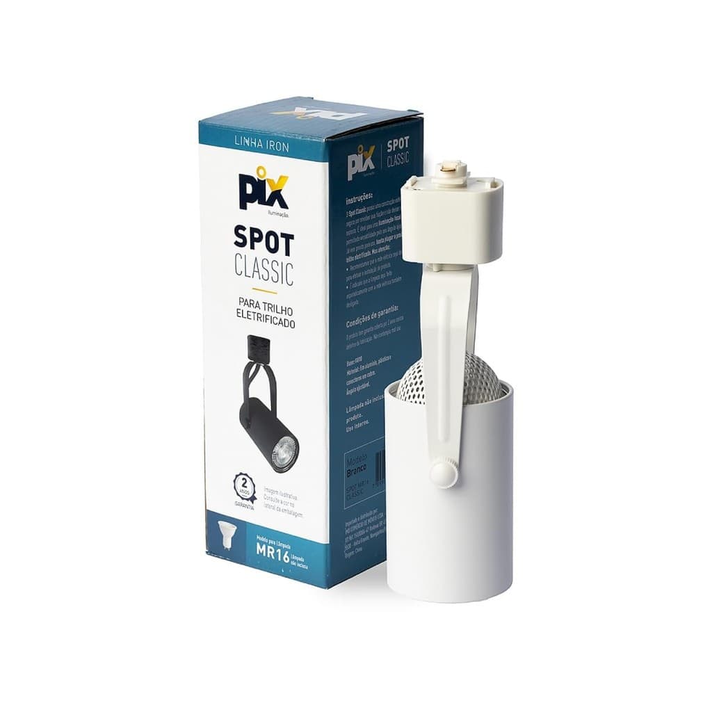 Spot Trilho Classic GU10 MR16 Branco Redondo Pix Iluminação