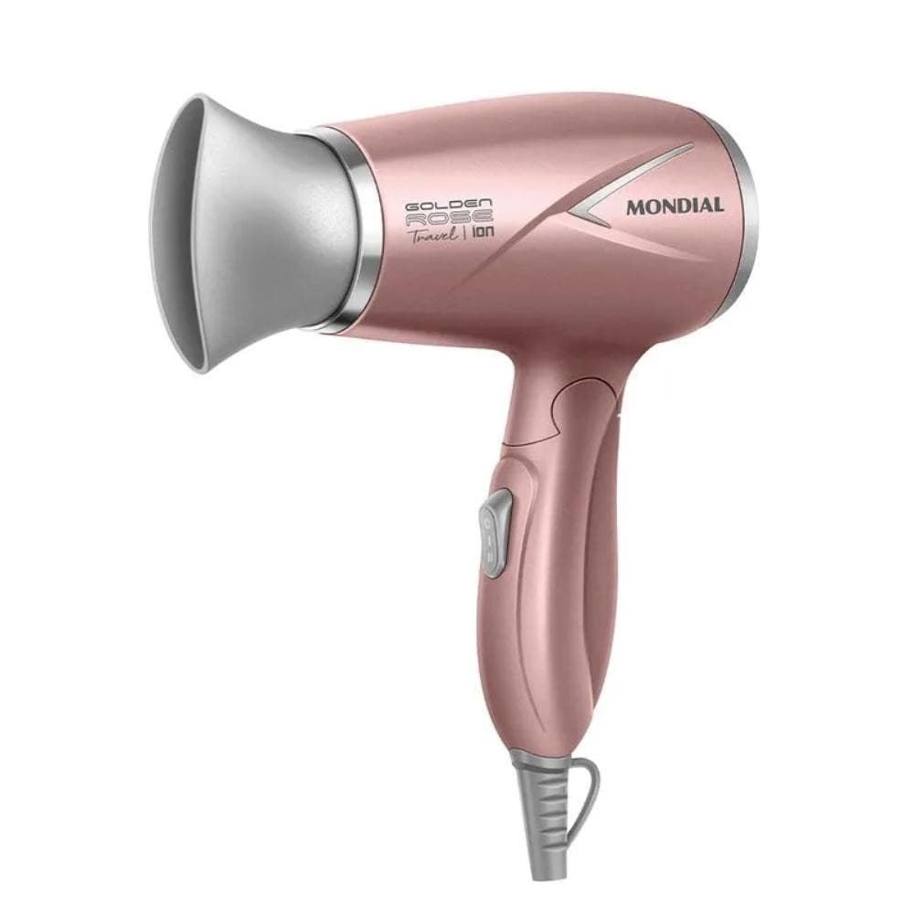 Secador de Cabelo Mondial Travel Golden Rose 2 Velocidades + 2 Temperaturas 1200W Bivolt SC-47-GR