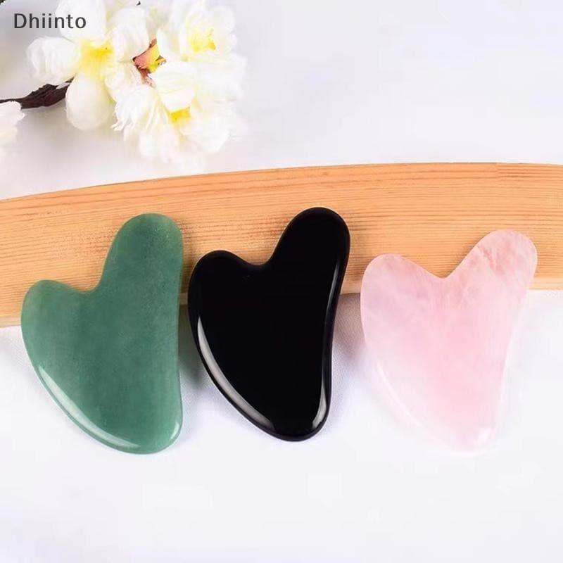 [Dhiint] 1 Peça Nova Placa De Massagem Gua Sha De Pedra Para Rosto Quartzo Rosa Guasha Jade Massageador Facial Raspadore