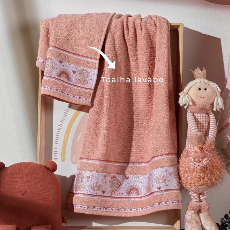 Kit/Jogo 2 de Toalha Infantil Soft Kids com 1 Toalha Banho + 1 Toalha Lavabo Appel