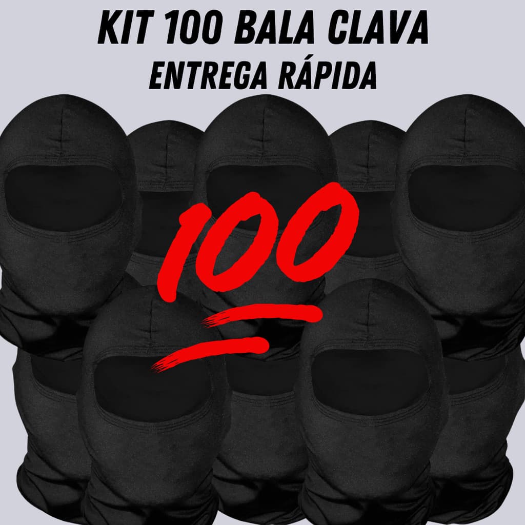 Kit COM 100 Touca Ninja Balaclava Toca UV+50 Proteção Solar Térmica Motoqueiro Motoboy touca preta