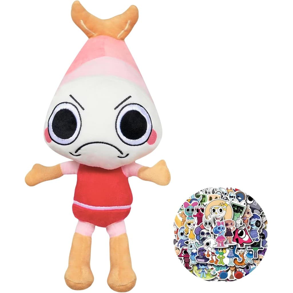 Dandy's World Plush 13.8 " Shrimpo Stuffed Figure Travesseiro Para Fãs De Videogame Decoração De Quarto Com Um Conjunto