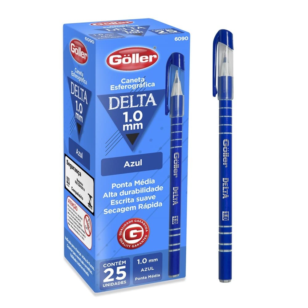 Caneta Esferográfica Delta Azul 0.1mm C/ 25 Unidades - Goller