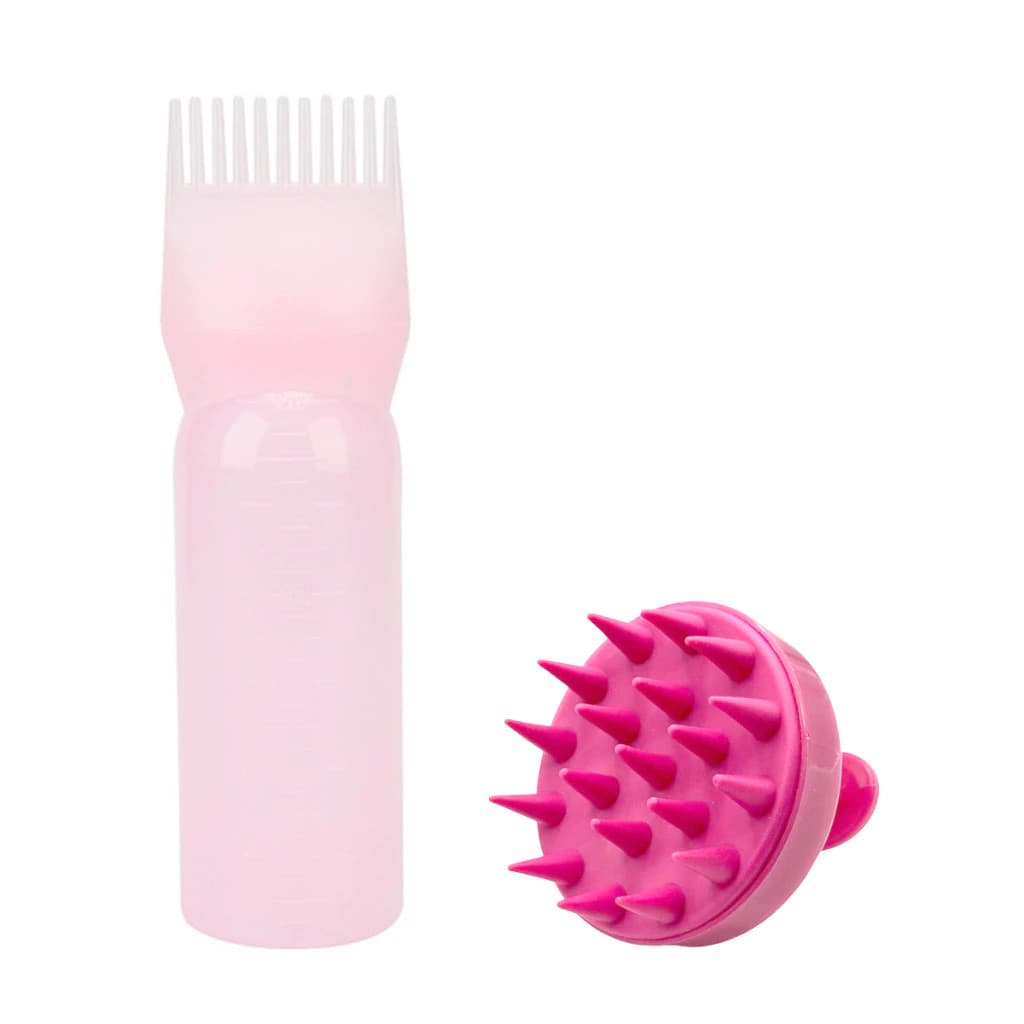 Frasco Aplicador De Tinta De Cabelo Com Pente De Dentes +Escova Massageadora Capilar