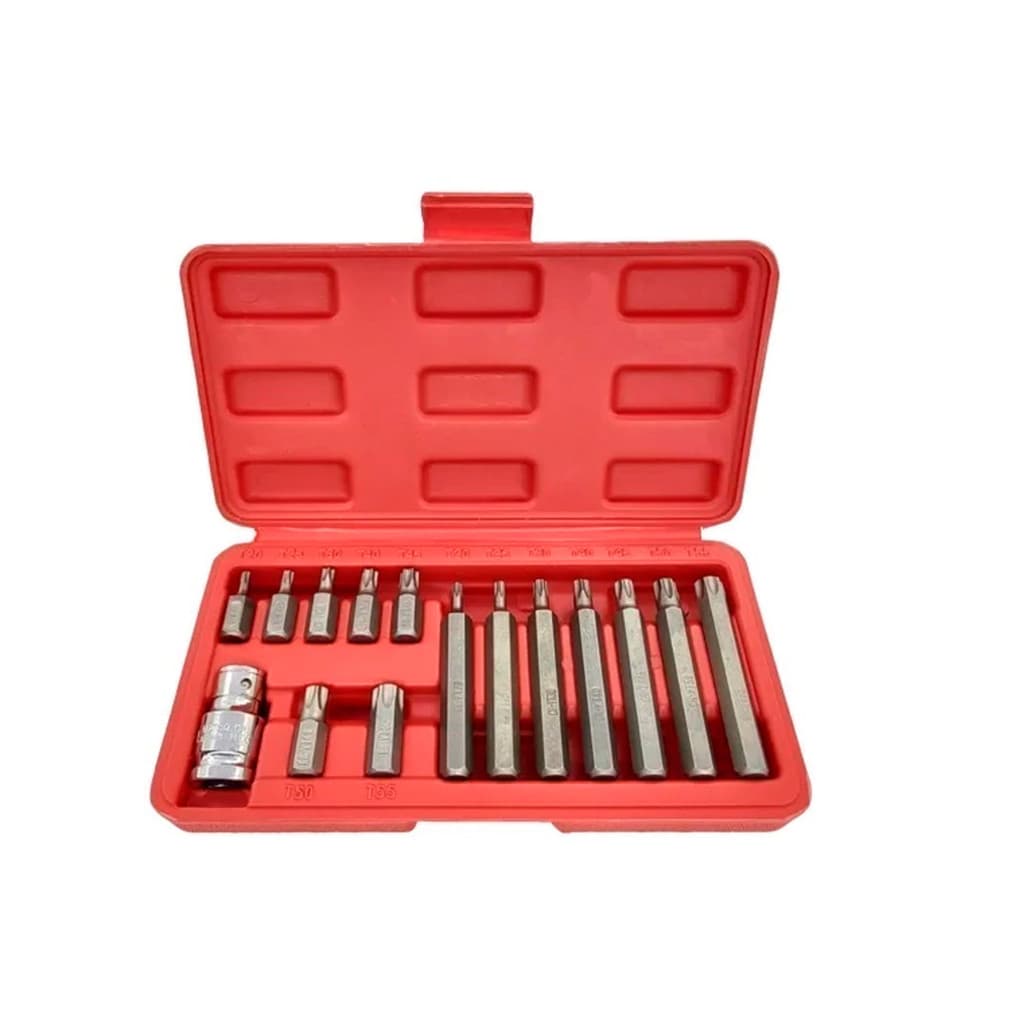 Jogo de Bits Torx Encaixe Hexagonal 10mm T20 a T55 com 15 peças VIP - 904679