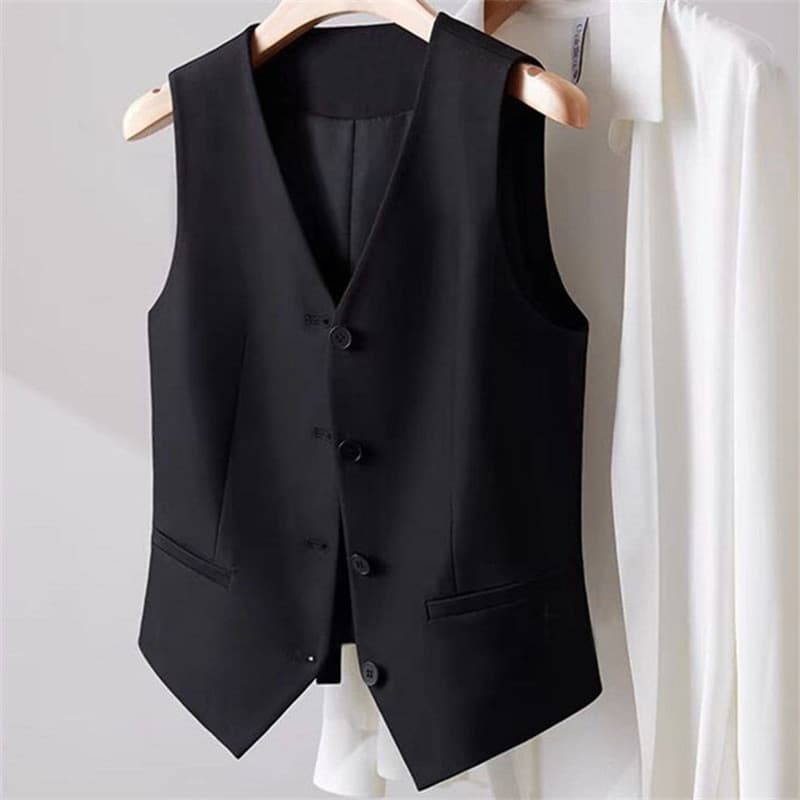 Terno colete feminino colete exterior Wear novo topo fino-ajuste sem mangas colete curto