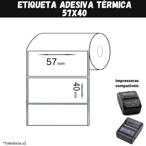 Etiqueta Adesiva 58x40 P/ Mini Impressora E Pos58 - 15 Rolos