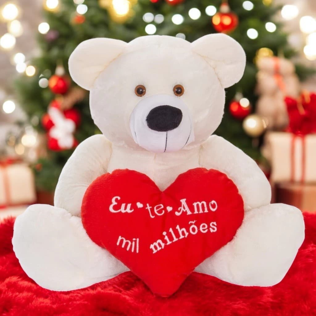 Urso Grande Teddy De Pelúcia 60cm Com Coração Personalizado