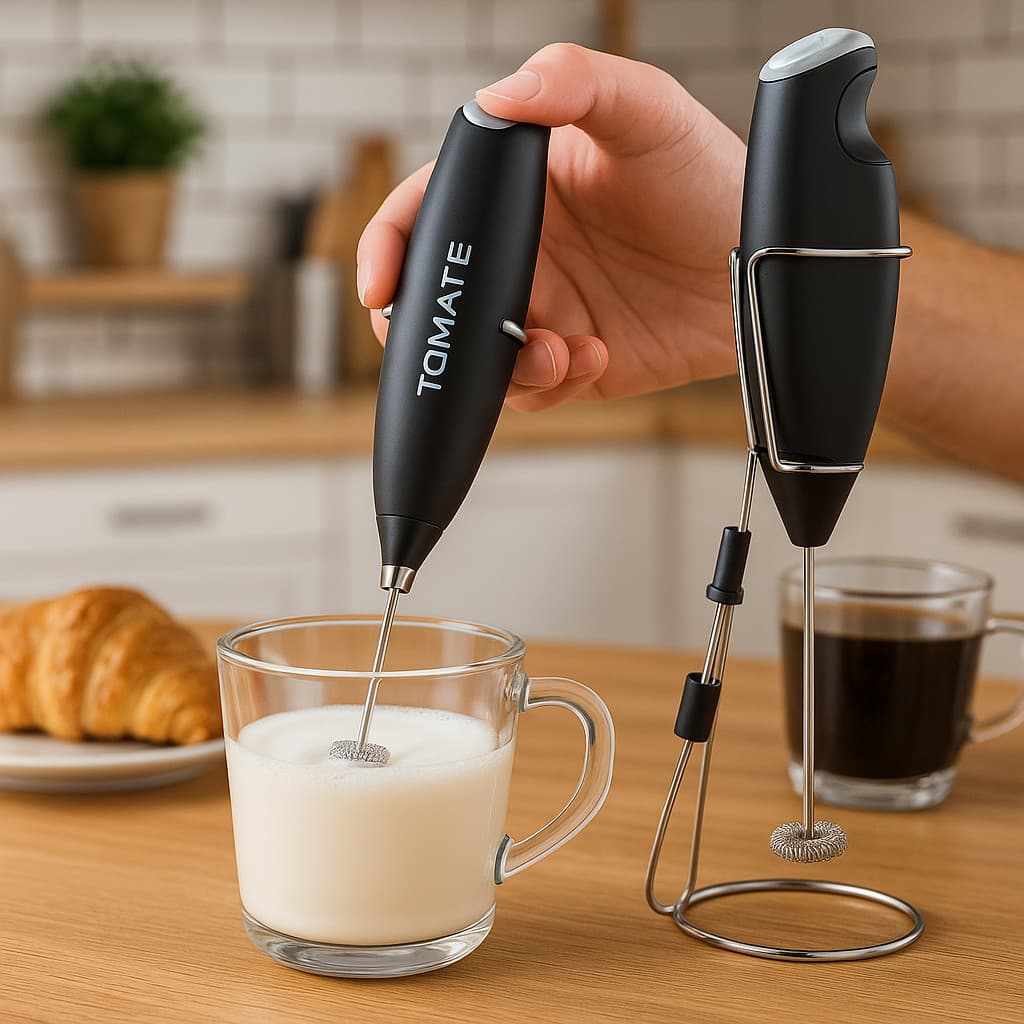 MINI MIXER MISTURADOR DE BEBIDA E FOUET PORTATIL C/ SUPORTE Á PILHA SRQ008