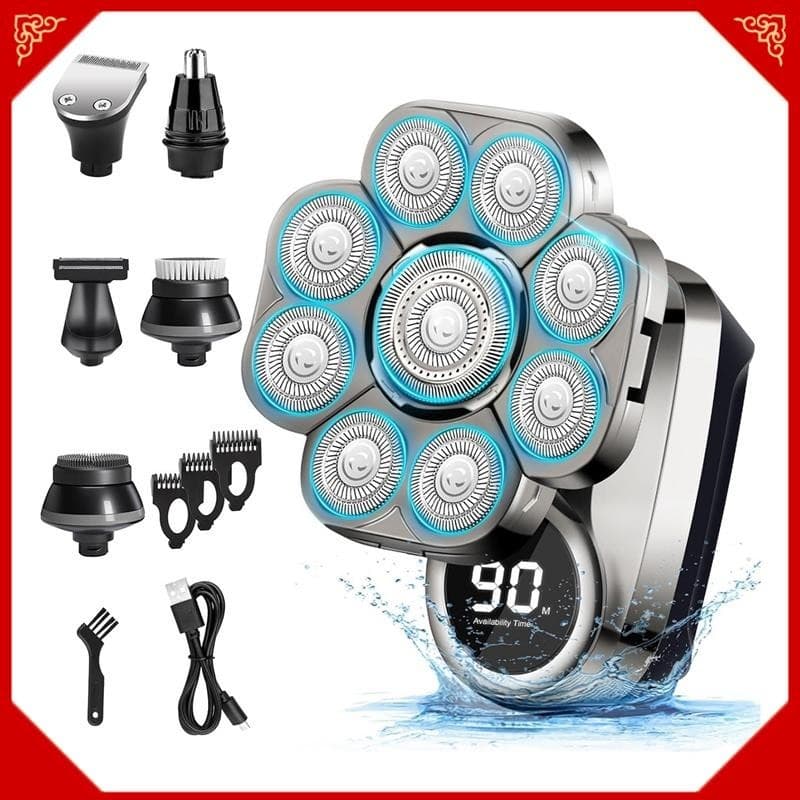 Barbeador , 9D Elétrico IP67 À Prova D'água De Barba Rotativo Masculino Com Visor LED , Para Homem Fácil Instalação