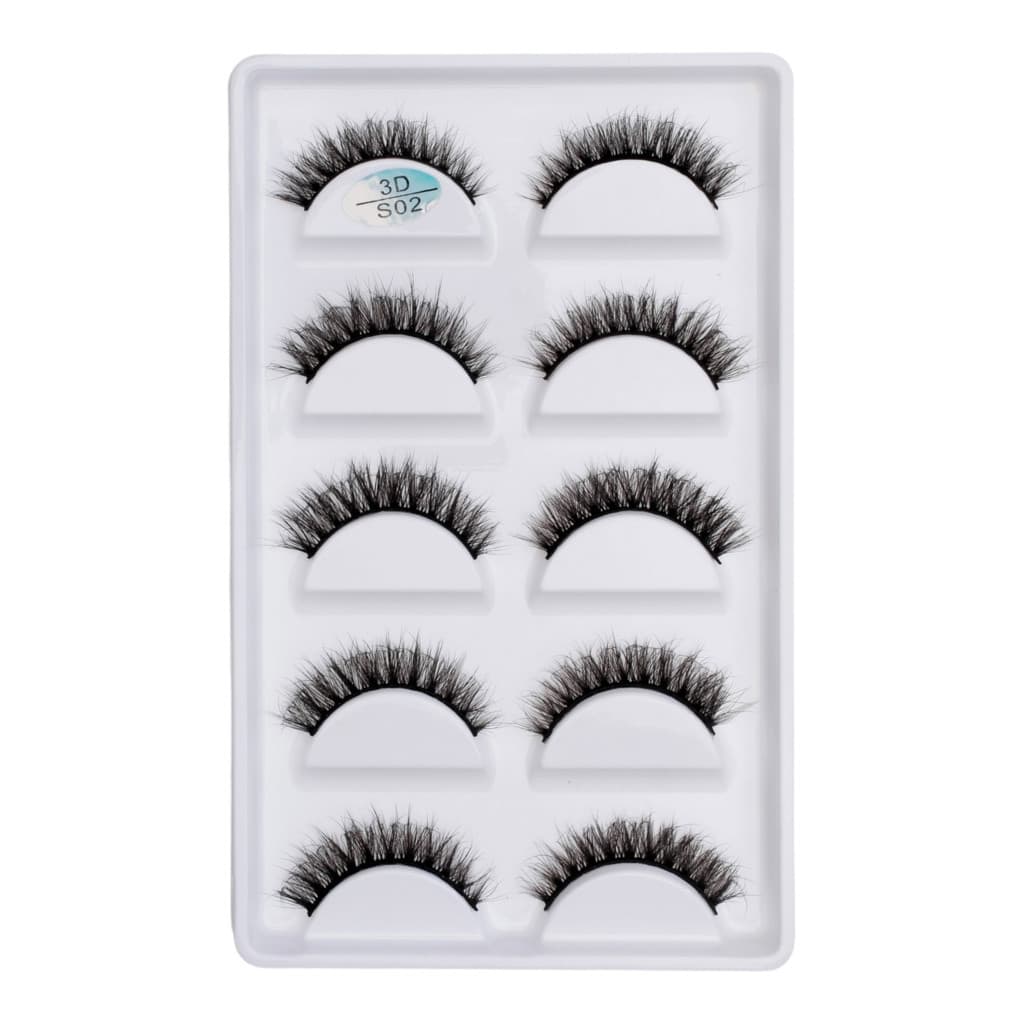 Cartela com 5 pares de cilios postiços naturais modelo - S02